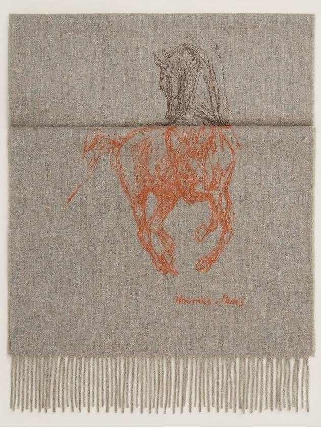 Cashmere Horse Two tone Muffler Shawl Women Men - HERMES - BALAAN 1