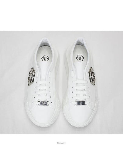 Metal Logo Statement Low-Top Sneakers White - PHILIPP PLEIN - BALAAN 2