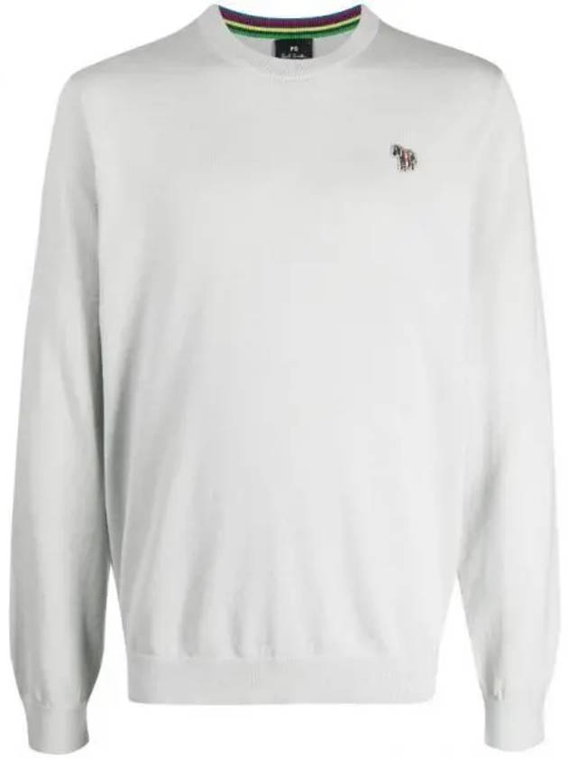 Zebra Patch Crew Neck Knit Top Light Grey - PAUL SMITH - BALAAN 2