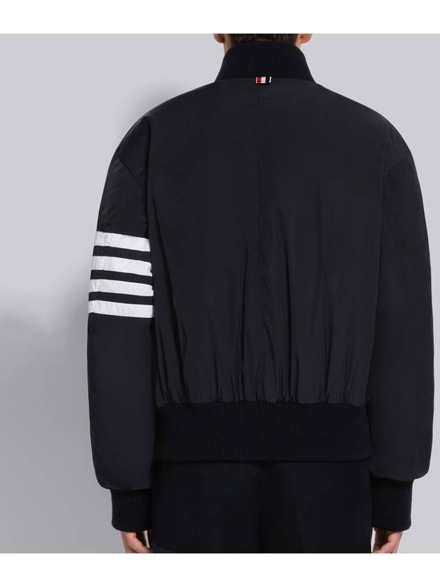 Poly Twill 4-Bar Oversized Knit Down Bomber Jacket Navy - THOM BROWNE - BALAAN 3