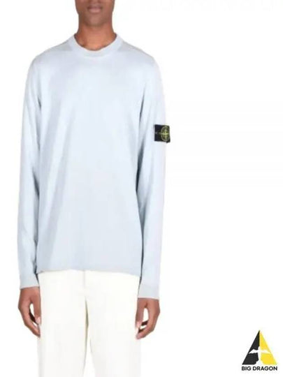 Raw Hand Cotton Crewneck Knit Top Sky Blue - STONE ISLAND - BALAAN 2