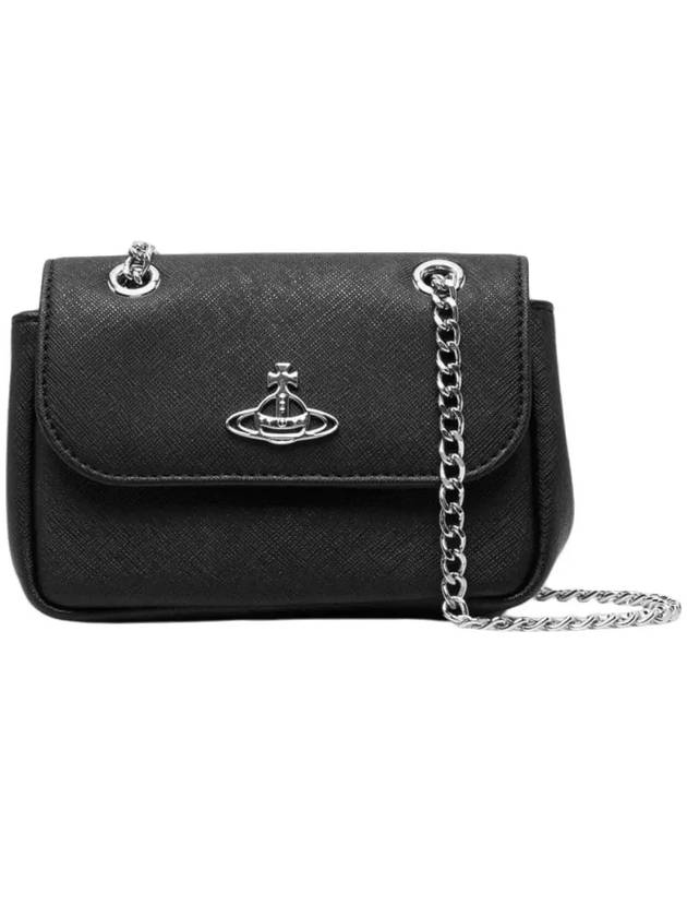 Saffiano Biogreen Small Purse Cross Bag Black - VIVIENNE WESTWOOD - BALAAN 3