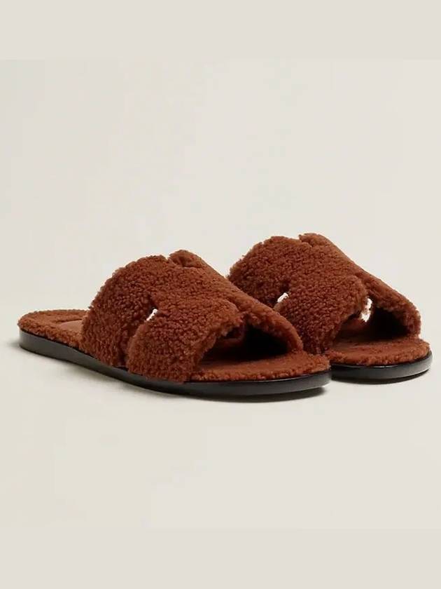 Izmir Shearling Sandals Cognac - HERMES - BALAAN 2