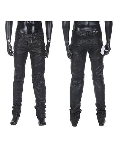 Oil Coating Biker Jeans Black - BALMAIN - BALAAN 1