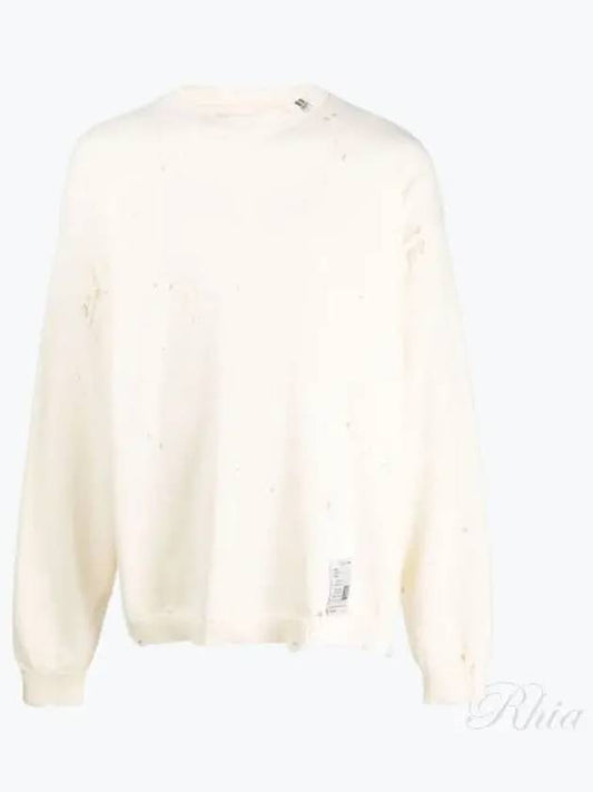 J10SW502 White Distressed Sweatshirt - MIHARA YASUHIRO - BALAAN 1