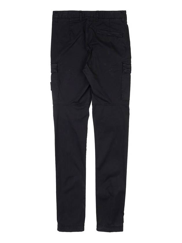 Stretch Cotton Gabardine Garment Dyed Cargo Straight Pants Black - STONE ISLAND - BALAAN 3