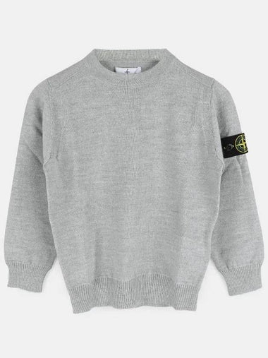 Stone Kids Wappen Round Neck Wool Knit Gray 7516509A4 V0M64 - STONE ISLAND - BALAAN 1