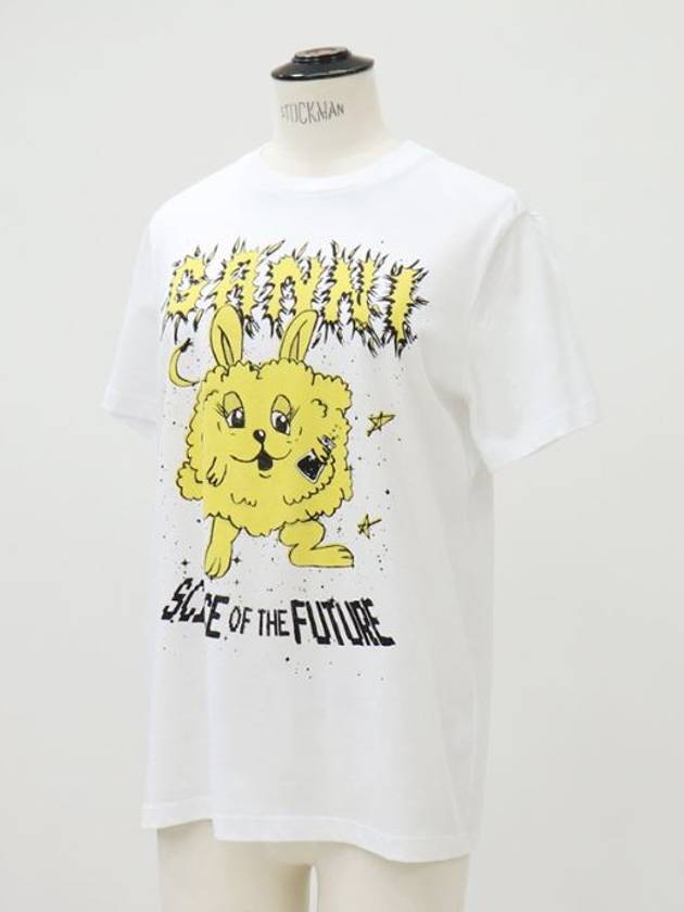 yellow rabbit graphic short sleeve t-shirt - GANNI - BALAAN 5