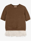 Number 21 Women's Ostrich Feather Brown Short Sleeve Knit A014 7014 2361 - Nº 21 - BALAAN 2