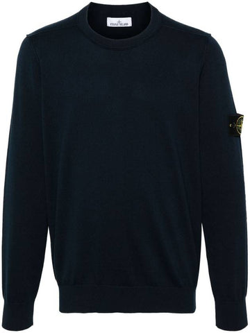 Crewneck Soft Cotton Knit Top Navy - STONE ISLAND - BALAAN 1