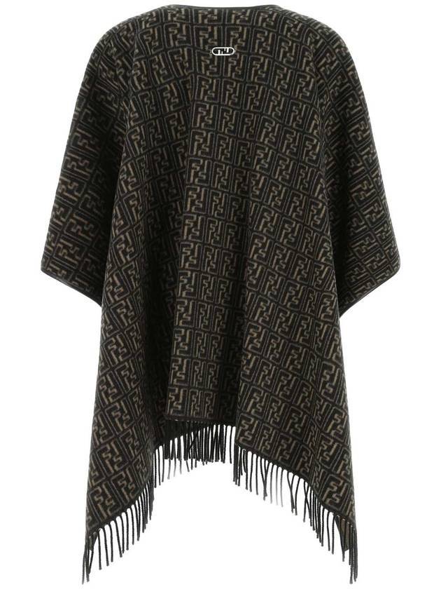 FF Motif Reversible Wool Cape Black Beige - FENDI - BALAAN 1