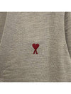 Red Heart Logo Merino Wool Cardigan Beige - AMI - BALAAN 6