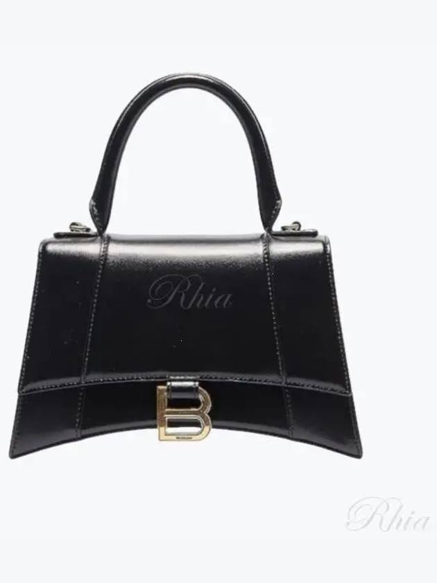 Hourglass Small Tote Bag in Shiny Box Calfskin Black - BALENCIAGA - BALAAN 2