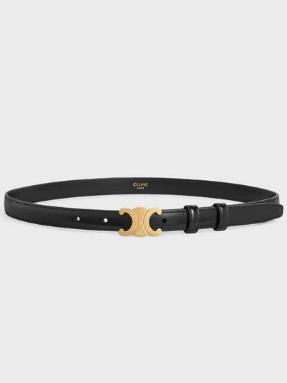 Triomphe Small Taurillon Leather Belt Black - CELINE - BALAAN 2