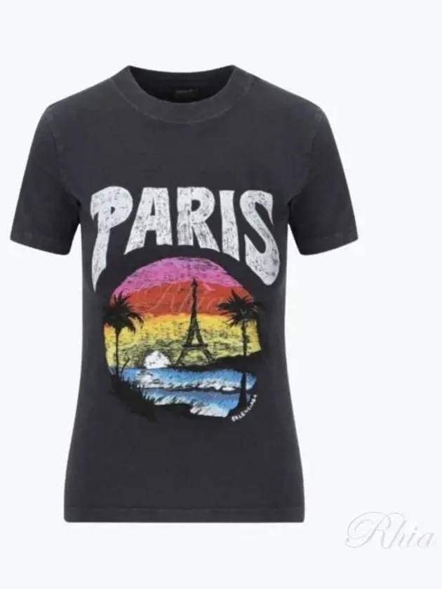 Paris Tropical Short Sleeve T-Shirt Black - BALENCIAGA - BALAAN 2