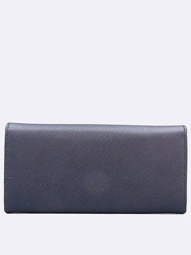 Ferragamo 22 7121 Navy Saffiano Leather Gold Plated Gancini Logo Long Wallet - SALVATORE FERRAGAMO - BALAAN 2