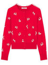 Fancy Fox Embroidery Cardigan Wild Strawberry - MAISON KITSUNE - BALAAN 1