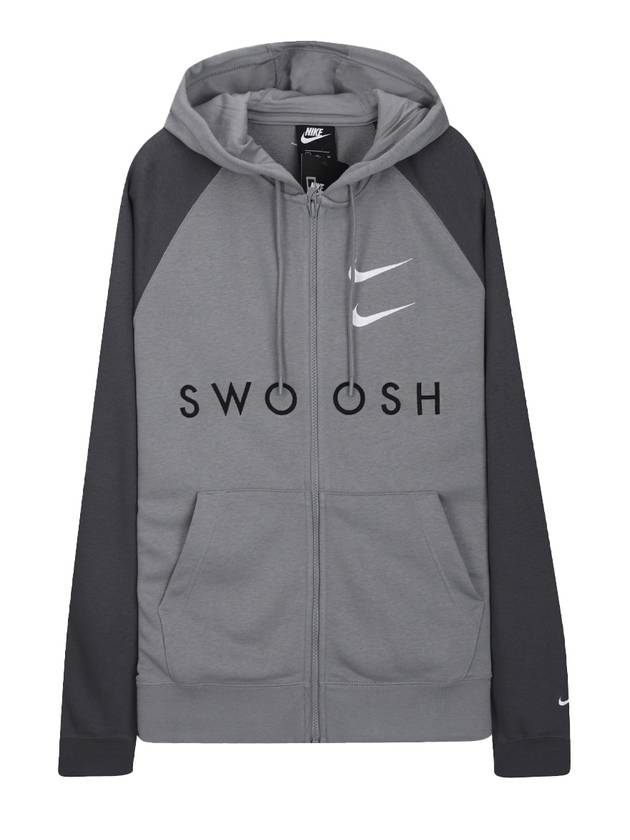 Men's Sportswear Double Swoosh French Terry Hooded Zip Up Grey - NIKE - BALAAN 1