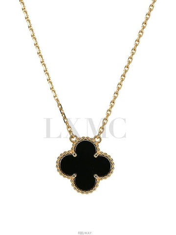 Van Cleef Arpels Alhambra Vintage Pendant Necklace Yellow Gold Onyx - VANCLEEFARPELS - BALAAN 1