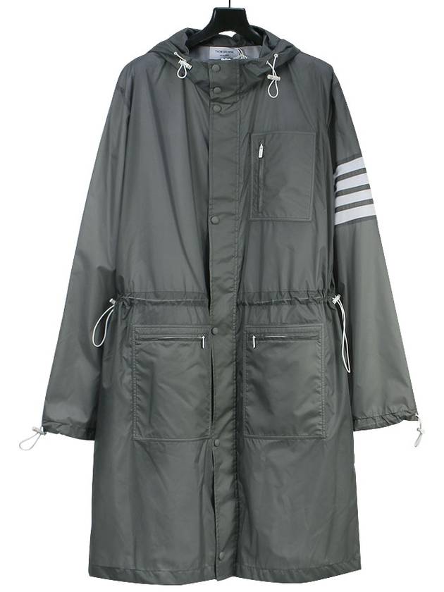 Sheer Ripstop 4 Bar Parka Silver - THOM BROWNE - BALAAN 2