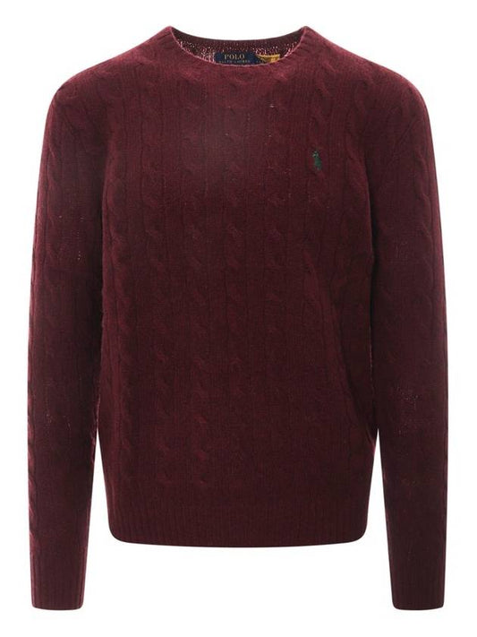 Embroid Logo Cable Knit Top Wine - POLO RALPH LAUREN - BALAAN 2