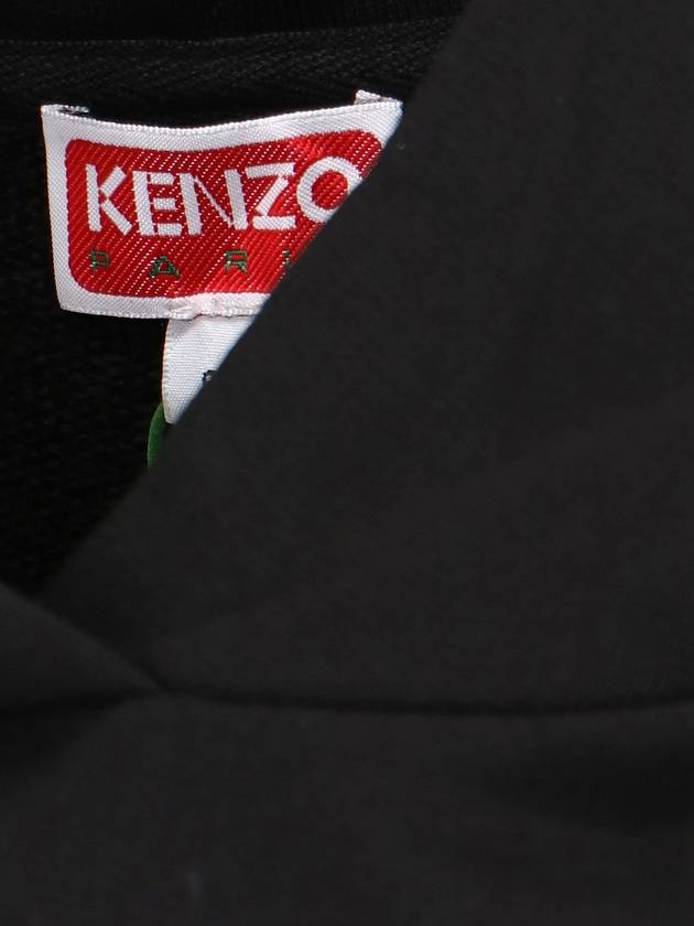 Paris Embroidered Logo Oversized Cotton Hoodie Black - KENZO - BALAAN 6