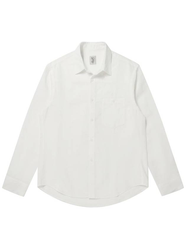 Men's Linen Long Sleeve Shirt White - SOLEW - BALAAN 2