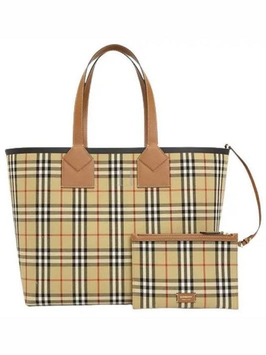 Check Large London Cotton Tote Bag Brown - BURBERRY - BALAAN 2