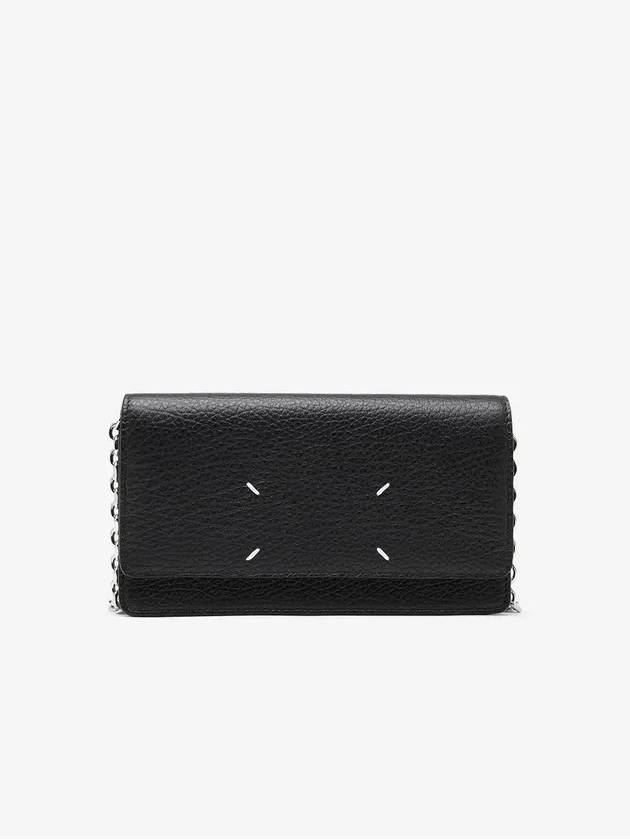 Logo Stitching Large Leather Chain Long Wallet Black - MAISON MARGIELA - BALAAN 9