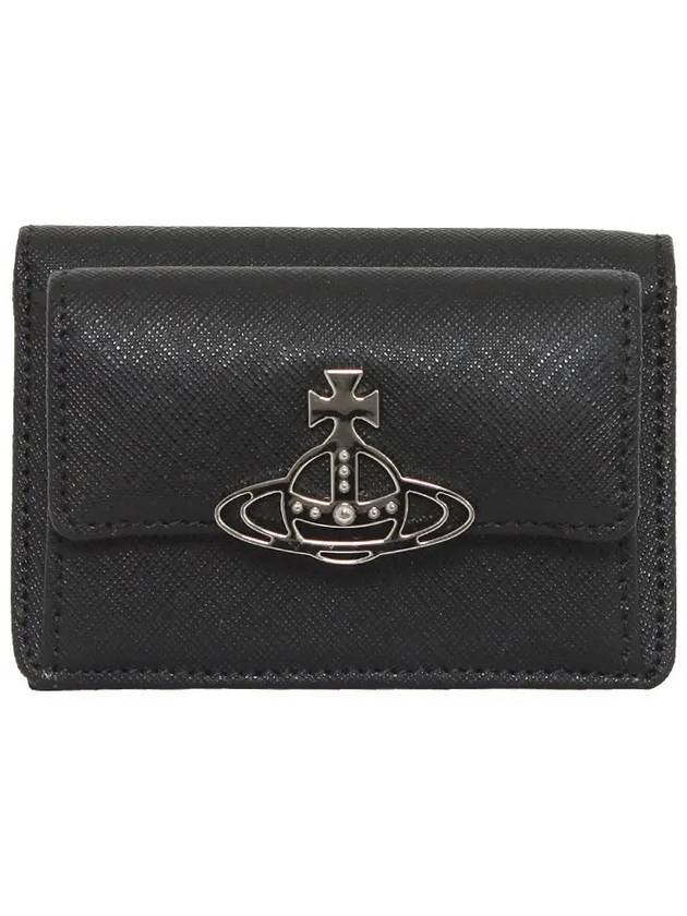 ORB Logo Small Flap Half Wallet Black - VIVIENNE WESTWOOD - BALAAN 4