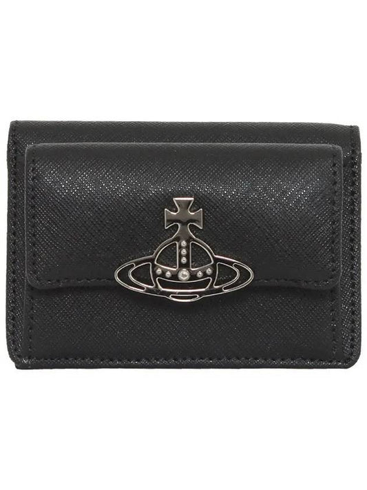 ORB Logo Small Flap Half Wallet Black - VIVIENNE WESTWOOD - BALAAN 2