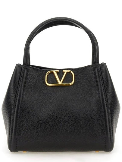 Logo Leather Tote Bag Black - VALENTINO - BALAAN 2