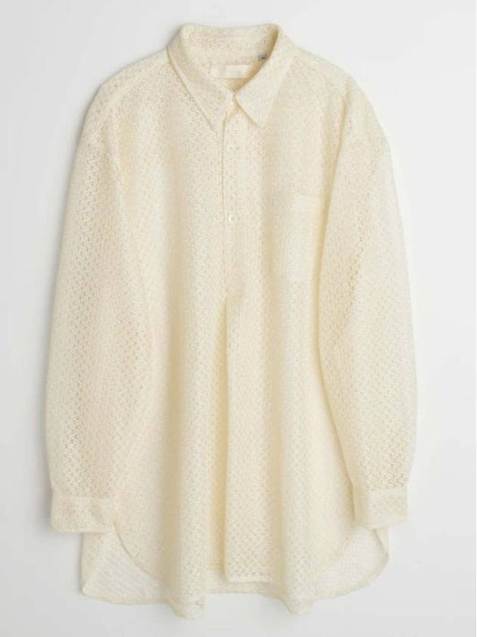 Women's Popover Technical Lace Shirt White - OUR LEGACY - BALAAN 2