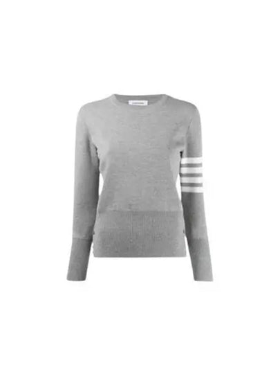 4-Bar Milano Stitch Crew Neck Knit Top Light Grey - THOM BROWNE - BALAAN 2