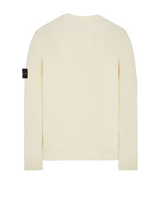 Men's Cotton Crew Neck Knit Natural White 550D8 - STONE ISLAND - BALAAN 2