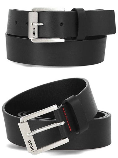 Gaston Logo Leather Belt Black - HUGO BOSS - BALAAN 1