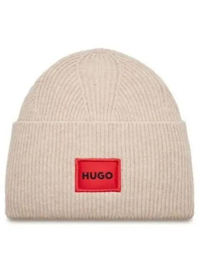 Green Ribbed beanie hat with red logo label 50496011 281 - HUGO BOSS - BALAAN 2