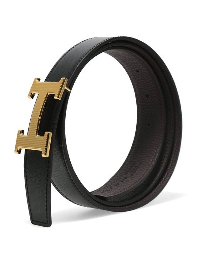 H Buckle Striee Reversible 32mm Leather Belt Noir Chocolate - HERMES - BALAAN 6