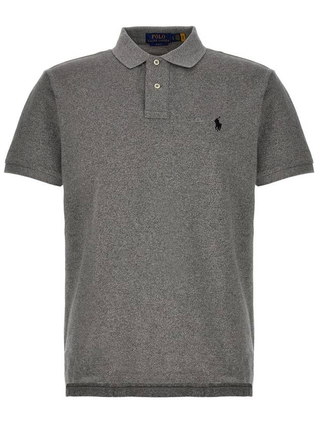 Logo Slim Fit Short Sleeve Polo Shirt Heather Grey - POLO RALPH LAUREN - BALAAN 2