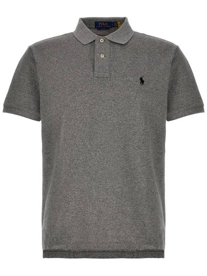 Logo Slim Fit Short Sleeve Polo Shirt Heather Grey - POLO RALPH LAUREN - BALAAN 2