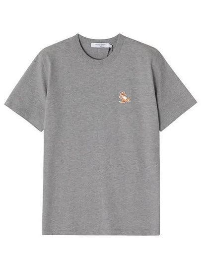 Chillax Fox Patch Classic Short Sleeve T-Shirt Grey Melange - MAISON KITSUNE - BALAAN 2