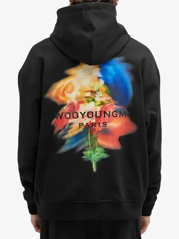 Black Swaying Flower Back Logo Hooded Sweatshirt W243TS36723B - WOOYOUNGMI - BALAAN 2