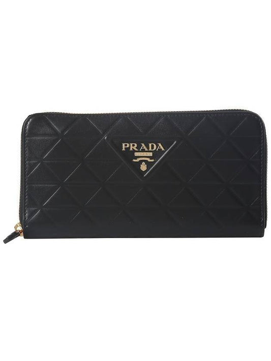 Triangle Logo Zipper Leather Long Wallet Black - PRADA - BALAAN 1