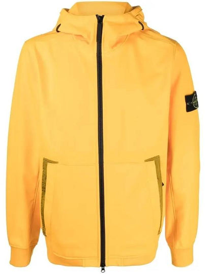 Men's Wappen Patch Softshell Zip Up Hoodie Yellow - STONE ISLAND - BALAAN 2