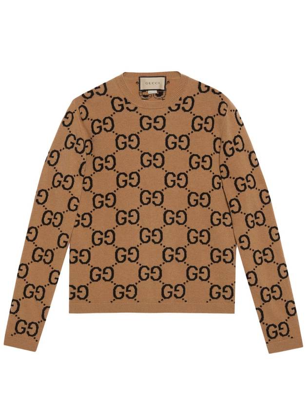 GG Wool Jacquard Knit Top Camel - GUCCI - BALAAN 2