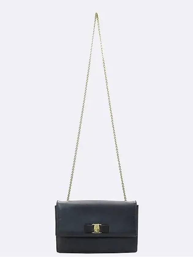 Ferragamo 21 E480 Black Color Saffiano Barazini Gold Metal Chain Cross Bag - SALVATORE FERRAGAMO - BALAAN 2