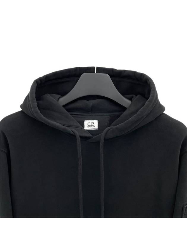 Lens Wappen Diagonal Fleece Hoodie Black - CP COMPANY - BALAAN 4