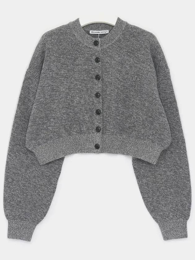 T By Alexander Wang Logo Debossed Cropped Cardigan - ALEXANDER WANG - BALAAN 4