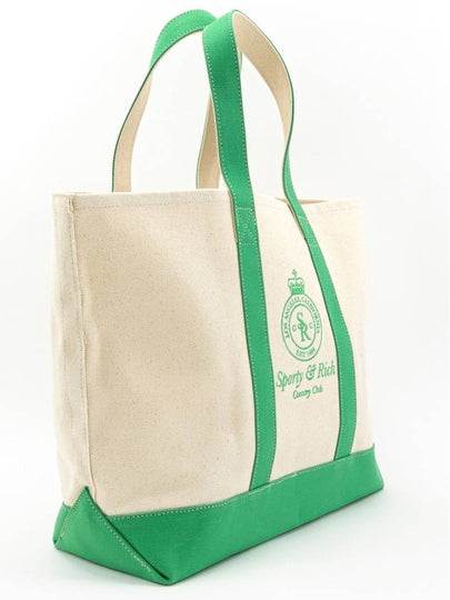 Crown logo embroidered two tone tote bag natural green BA001S405CN - SPORTY & RICH - BALAAN 2