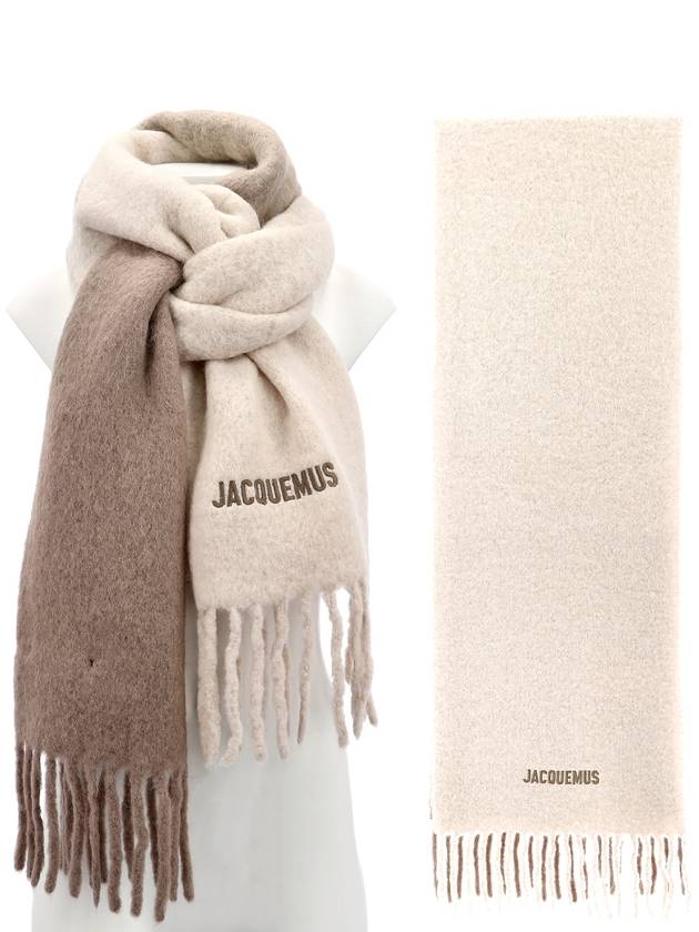 L'echarpe Moisson Embroidered Logo Alpaca Wool Muffler Beige - JACQUEMUS - BALAAN 2